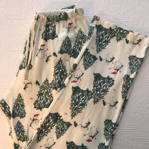 Burt’s Bee Baby Snowman & Pine Trees Print Pajama Bottoms Pants Christmas XXL